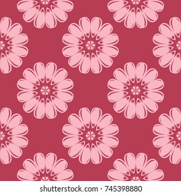 Floral design on red background. Seamless pattern for textile and wallpapers