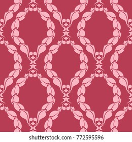 Floral design on red background. Seamless pattern for textile and wallpapers