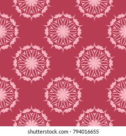 Floral design on red background. Seamless pattern for textile and wallpapers