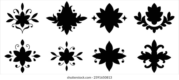 Floral Design Ornaments Bundle Set Silhouette Vector | Decorative Floral Elements for Elegant Designs