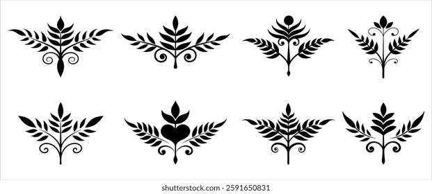 Floral Design Ornaments Bundle Set Silhouette Vector | Decorative Floral Elements for Elegant Designs