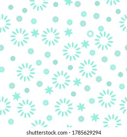 Patrón de diseño floral. Flores azules sin costura sobre fondo blanco. Ilustración vectorial para tela, textil, envoltura de regalo, fondo, papel de pared, diario de bala