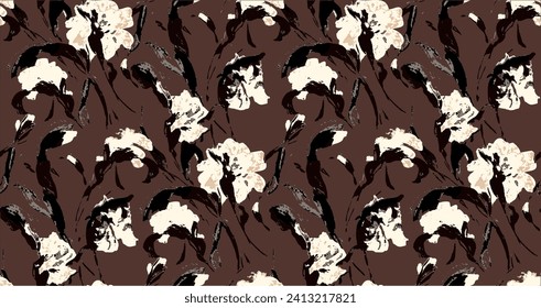 Floral design pattern made with silhouettes of carnations, textile print perfect for fabrics and decoration