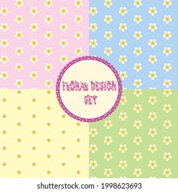 Floral design pattern on 4 different color background for wallpaper, textile printing, wrapping paper