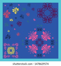Floral design pattern for scarf with small flowers. Hijab fashion print. Vector.