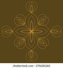 Patrón de diseño floral en color amarillo en fondo color marrón fuera