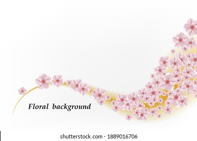 
Floral design, pink sakura flowers in wavy background