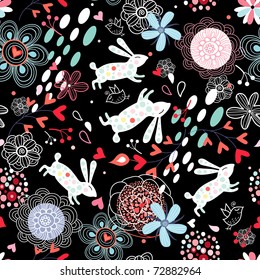  floral design with rabbits