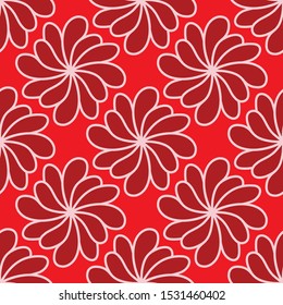 It is a floral design in red background.