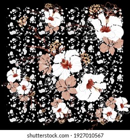 Foulard de conception florale avec motif de sol léopard