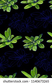 Floral design seamless pattern. Botanical illustration  hand painted. Textile print, fabric swatch, wrapping paper.