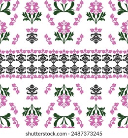 floral design seamless pattern with geometric ethnic