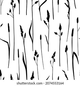 Blumendesign - nahtloses Muster auf weißem Hintergrund. Wildpflanze handgezeichnet Vektorgrafik für Textilien, Umhüllung, Stoffabdrücke, Scrapbooking.