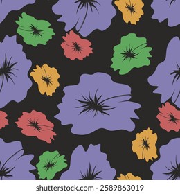 floral design with seamless pattern, spring flowers, modern floral wallpaper