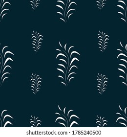 Floral design Seamless white with dark blue. Vector illustration pattern for fabric, textile, gift wrapping, background, wallpaper, bullet journal, scrapbooking 