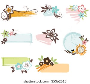 Floral design set. All elements can be easily modified or removed.