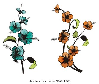 Floral design set in a single style, vector illustration series.
