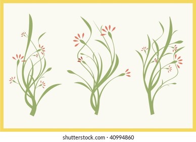 Floral design set in a single style, vector illustration series.