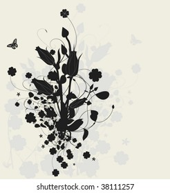 Floral design with shadow, detailed vector illustration