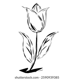 floral design in simple black and white colors