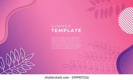 Floral design for social media post or stories templates with leaves and waves universal creative organic boho design. Foliage line art bohemian style leaves, blob and line art. Organic background