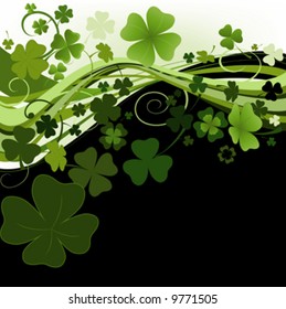floral design for St. Patrick's Day with four and three leaf clovers