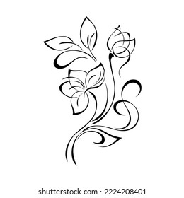 Stylized Tulip Black Lines On White Stock Vector (Royalty Free ...