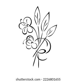 floral design with stylized flowers on stems with leaves and curls. graphic decor