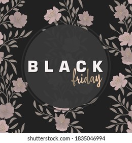 floral design template for black friday sale, vector illustration