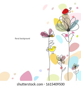 Floral design vector background for greeting card, spring season, wedding invitation, special thank, and baby shower background with open space.