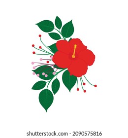 floral design vector. Vector branch with spring flowers. Realistic fruit tree branch. Detailed hand drawn clip art element isolated on dark background for your design, postcards, advertising.