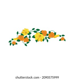 floral design vector. Vector branch with spring flowers. Realistic fruit tree branch. Detailed hand drawn clip art element isolated on dark background for your design, postcards, advertising.