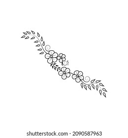 floral design vector. Vector branch with spring flowers. Realistic fruit tree branch. Detailed hand drawn clip art element isolated on dark background for your design, postcards, advertising.