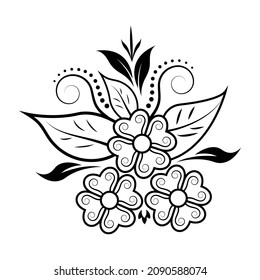 floral design vector. Vector branch with spring flowers. Realistic fruit tree branch. Detailed hand drawn clip art element isolated on dark background for your design, postcards, advertising.