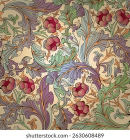 Design floral em formato vetorial, com uma impressão têxtil boêmia que é adequada para uso em tecido, roupas, capas, motivos e papel de parede.
