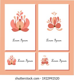 Floral design for wedding invitation card template, flowers in folk style. Template design with detailed, vector, decorative stylized spring flowers.