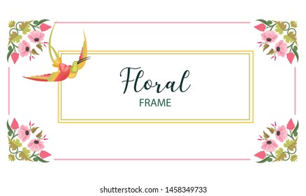 Floral design wedding invitation mockup. Vector Illustration Isolated On White Background
