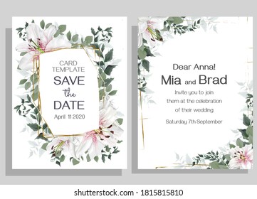 Diseño floral para invitación a la boda. Plantilla vectorial para el texto.
