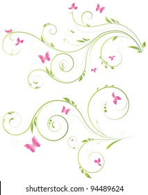 Floral designs with pink flowers and butterflies