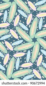 Floral and dew drop shapes in a seamless background pattern