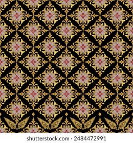 Floral Diamond Patterns in Black and Gold