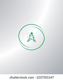Una pantalla floral consiste en tallos, hojas, flores y letra de polen volante tipo A patrón de logotipo vectorial