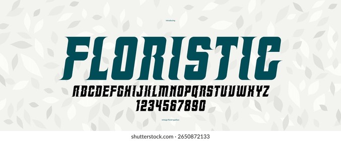 Floral display italic font for logos and headlines, posters and advertising alphabet letters and numbers typeface, beautiful and elegant typography for natural eco product or brand.