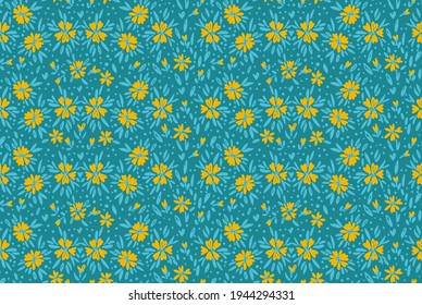 Floral ditsy daisy seamless pattern in millefleurs and liberty style. Vintage tiny floral print for pastel colored. Suitable for childrens lingerie and clothing, summer dresses Repeating doodle vector