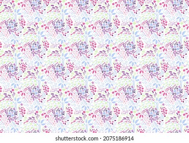 Floral ditsy daisy seamless pattern in millefleurs and liberty style. Vintage tiny floral print for pastel colored. Suitable for childrens lingerie and clothing, summer dresses Repeating doodle vector
