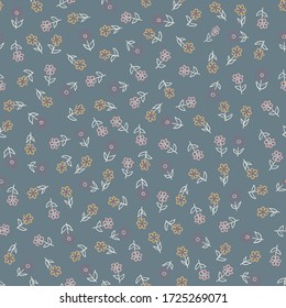 Floral ditsy repeating seamless pattern, repeating vector floral ditzy pattern, small scale floral repeat pattern
