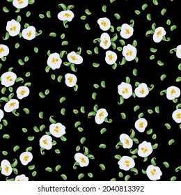 Blumenmuster nahtlos mit weißen Blumen. Vektorgrafik.