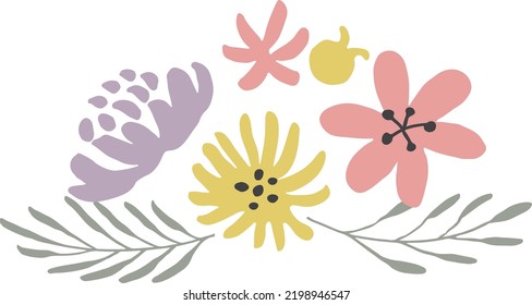 Floral divider. Decorative flower botany print element