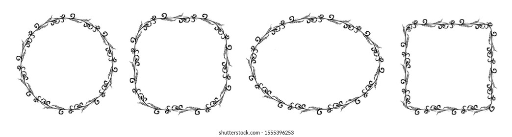 floral divider. delimiters of branch and leaf models. plant style frame.