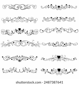 Floral Divider Freihand Zeichnung Vektorillustration.